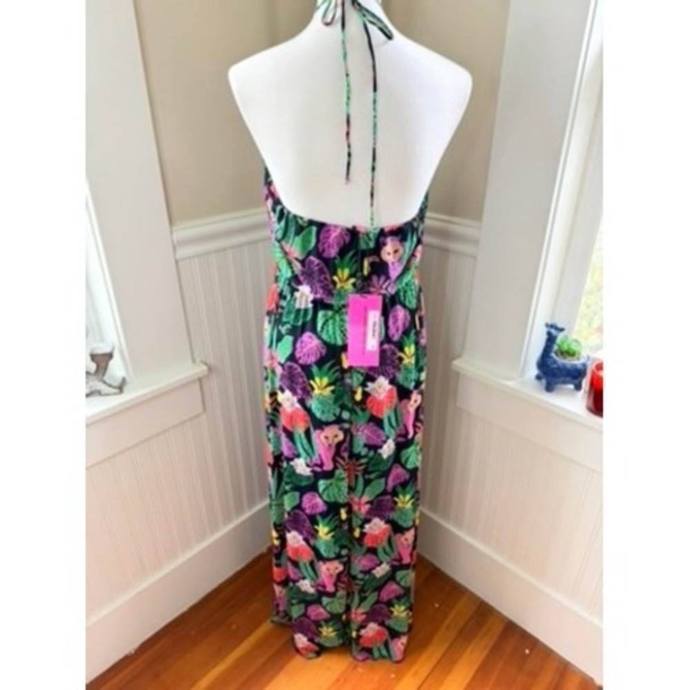 NWT Betsey Johnson Paulina Halter Maxi Dress Tropical Jungle Print XXL - Picture 3 of 12